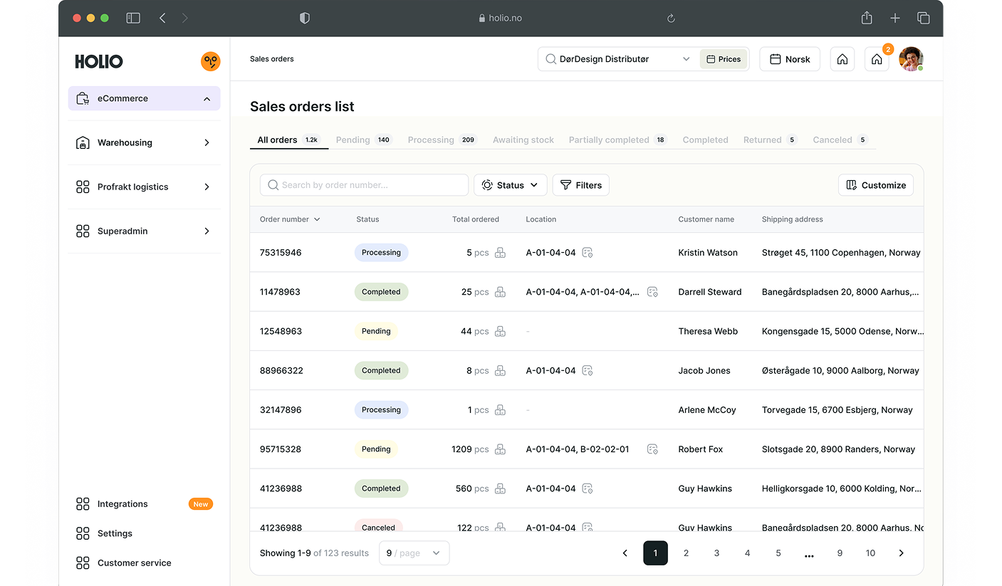 Order Management Screen